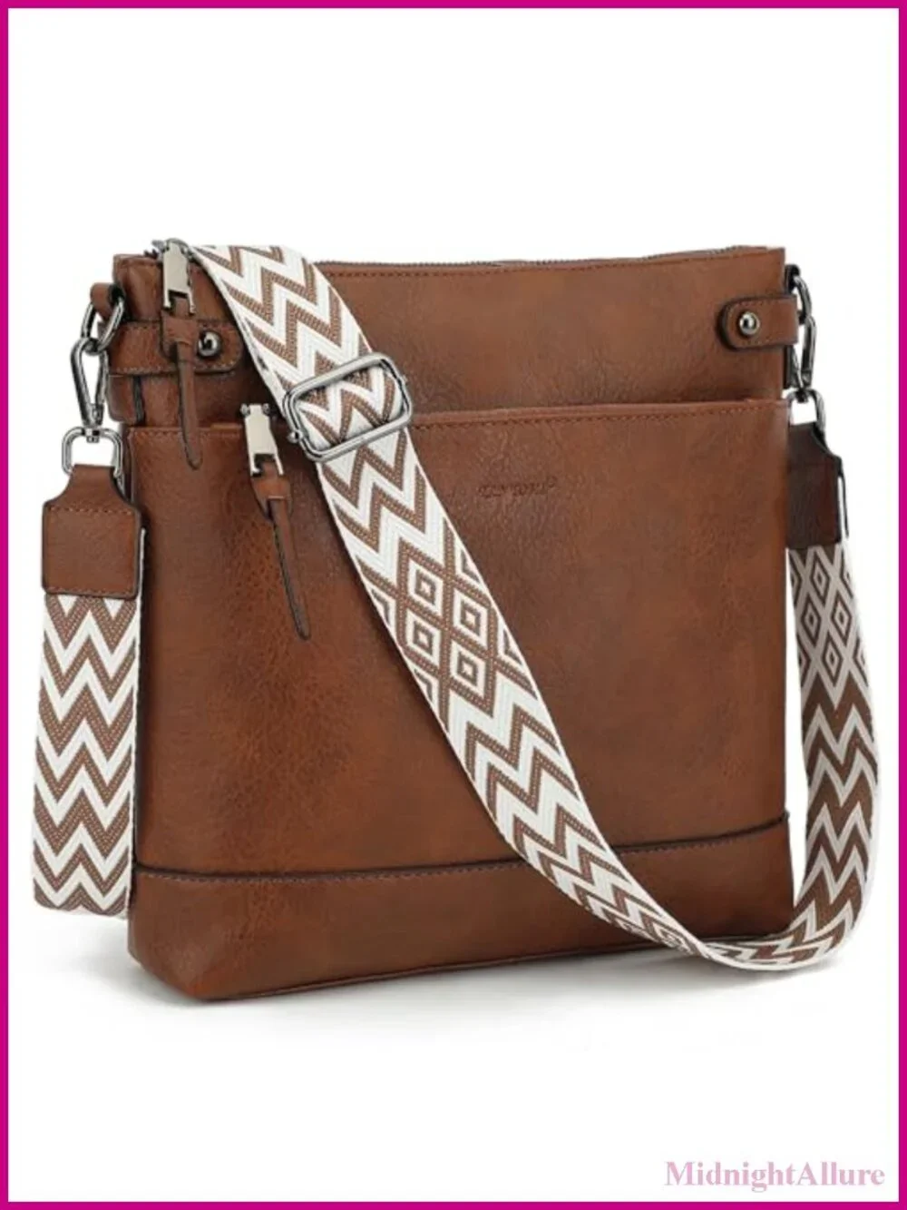 Vegan Leather Hobo Crossbody Bag with Guitar Strap & 6 Card Slots